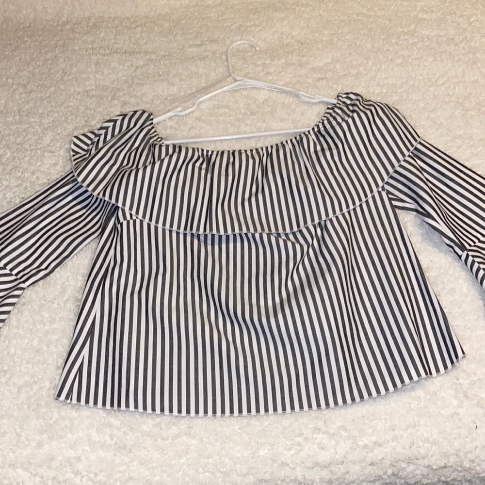 stripe off the shoulder blouse